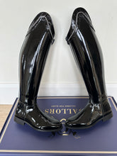 Load image into Gallery viewer, Gallors full patent black dressage boot with crystal detail top.