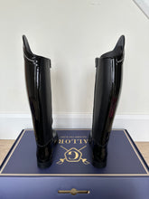 Load image into Gallery viewer, Gallors full patent black dressage boot with crystal detail top.