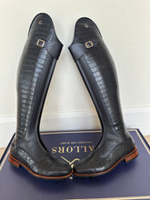 Load image into Gallery viewer, Gallors boot - Navy croco and navy box mix - front central zip.