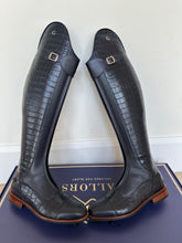 Load image into Gallery viewer, Gallors boot - Navy croco and navy box mix - front central zip.