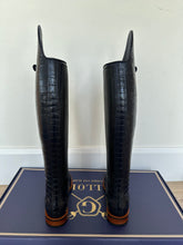 Load image into Gallery viewer, Gallors boot - Navy croco and navy box mix - front central zip.