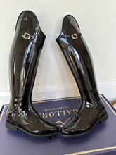 Load image into Gallery viewer, Gallors boot order - Patent black front central zip with brouge top.